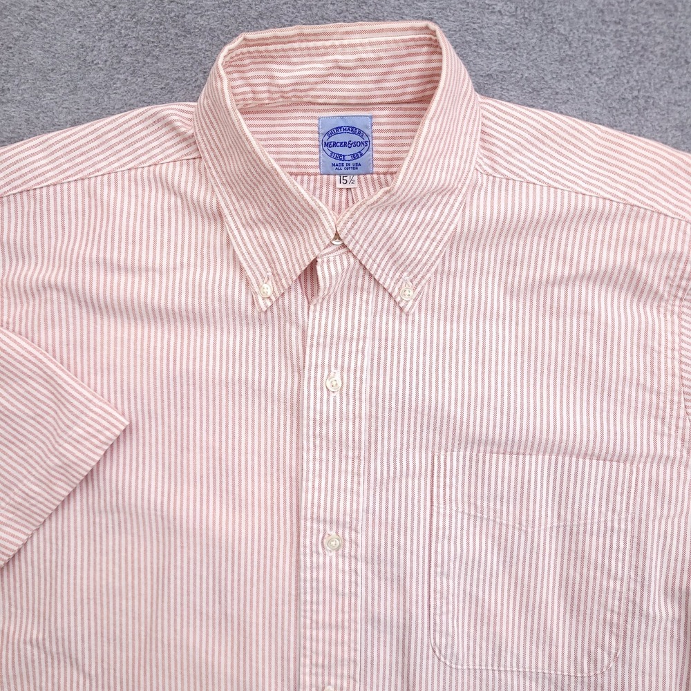Mercer & Sons Oxford Button Down Shirt Mens 15.5 University Stripe Pima Cotton